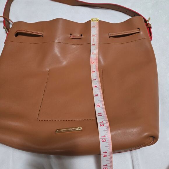 Vince Camuto Leila Brown Leather Drawstring Bucket Bag - Picture 14 of 15